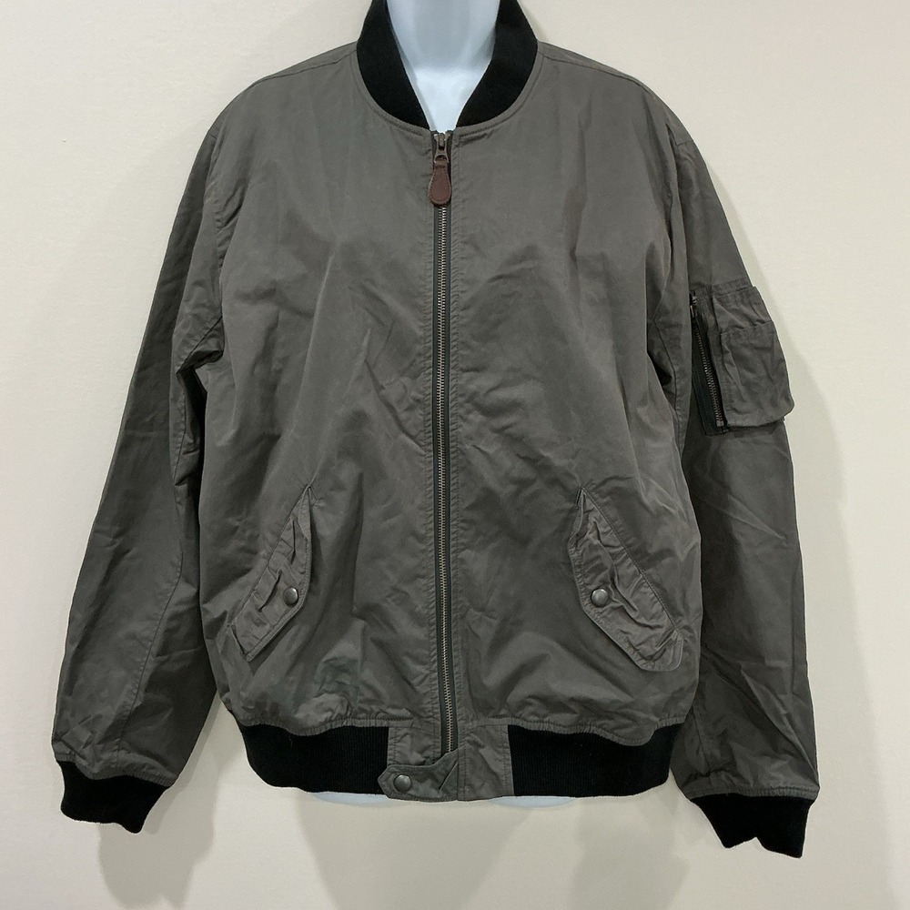 Wallace & Barnes MA-1 Bomber Jacket Zip Up Gray Men's Size Large Utility Outdoor